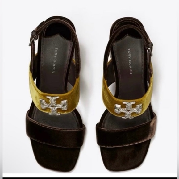 NIB Tory Burch Eleanor Heeled Velvet Sandals🫶🏻 - Picture 4 of 7